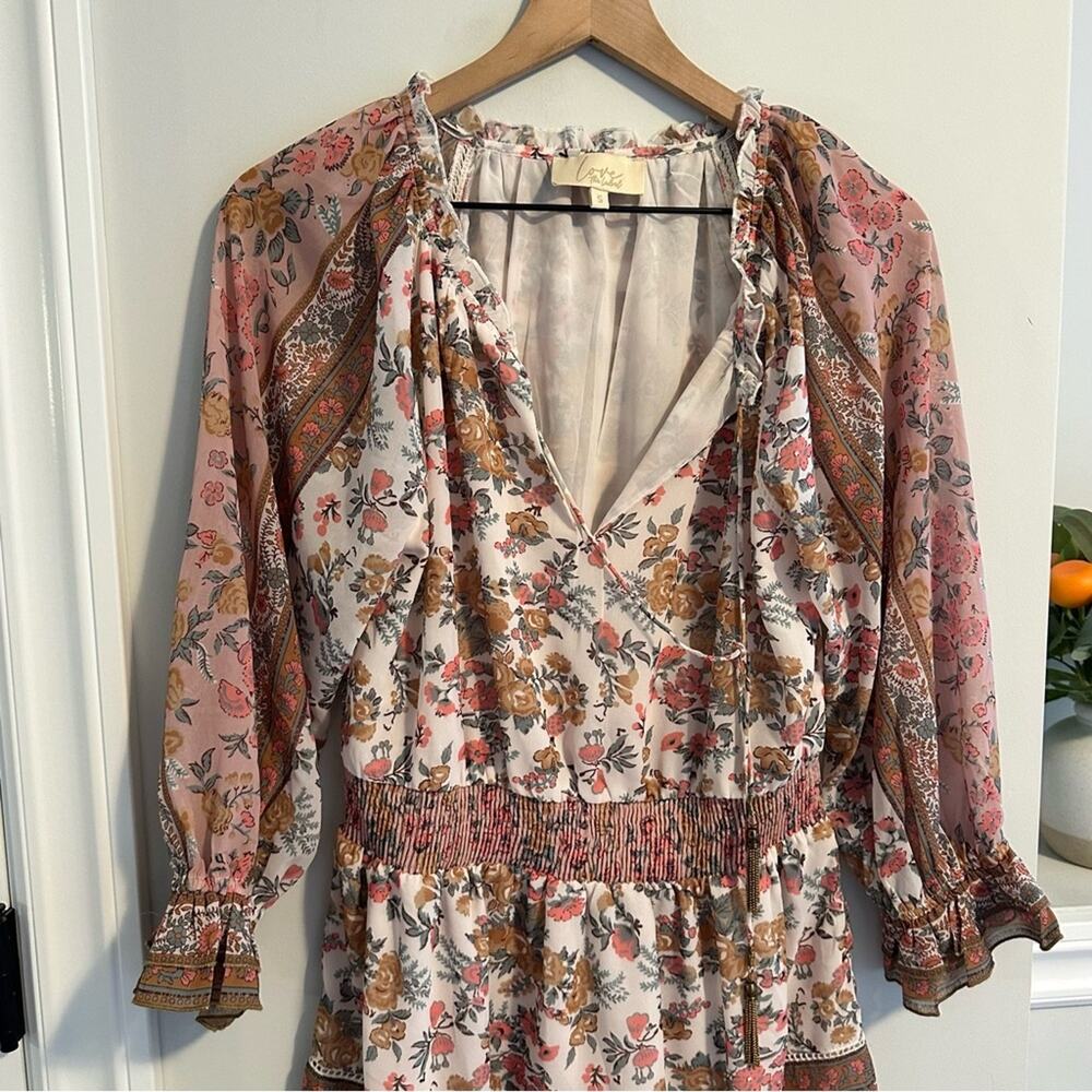 Anthropologie Love The Label Floral Long Sleeve Mini Dress Small - Picture 7 of 10